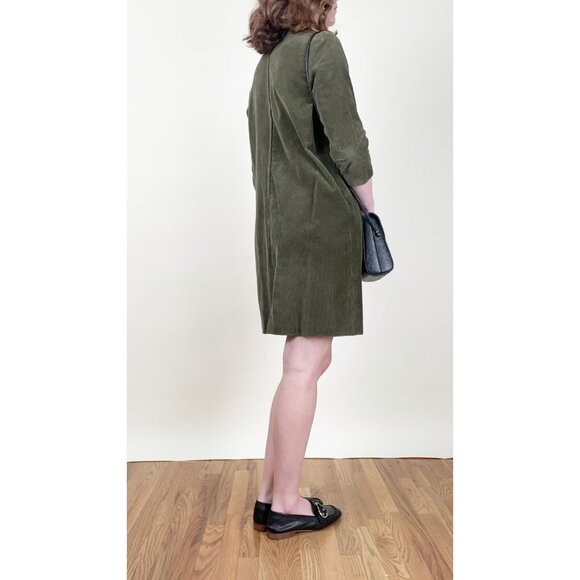 Vintage 60s 70s Corduroy Mini Dress Shift Handmade Mod MCM Hand Sewn Maternity - Picture 2 of 9